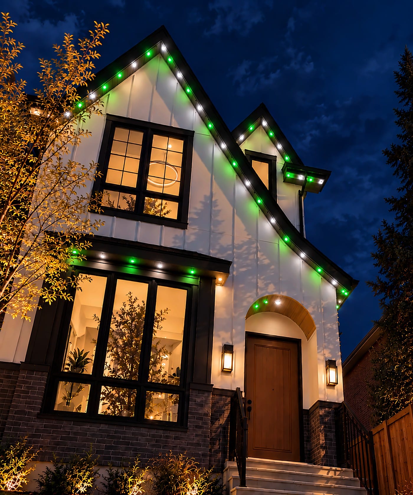 The same home lit in event from the GOULY app